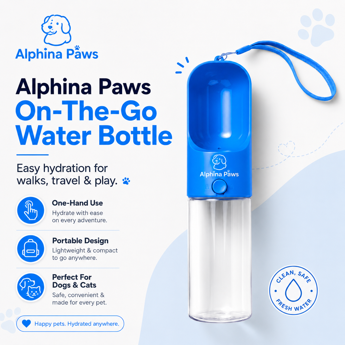 Alphina Paws On-The-Go Water Bottle